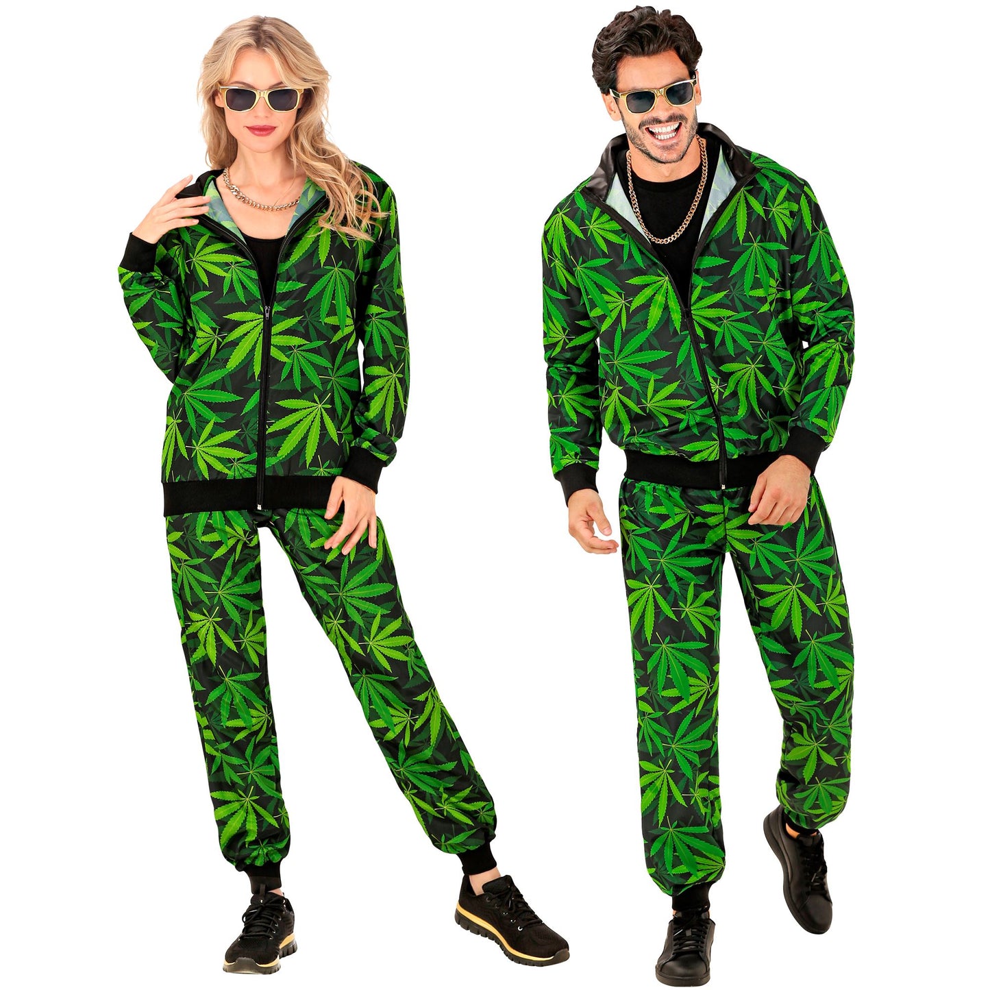 "GANJA PARTY FASHION TRAININGSANZUG" (Oberteil, Hose) – Vorderansicht