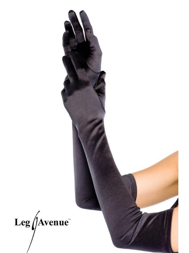 Leg Avenue Satin Handschuhe Extra Lang Schwarz Elegante Damenhandschuhe