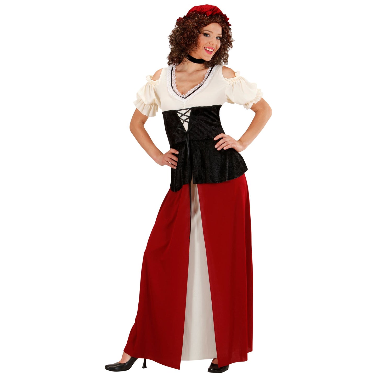 "GASTWIRTIN" (Kleid, Korsett, Halskette, Kopfbedeckung) – Detailansicht