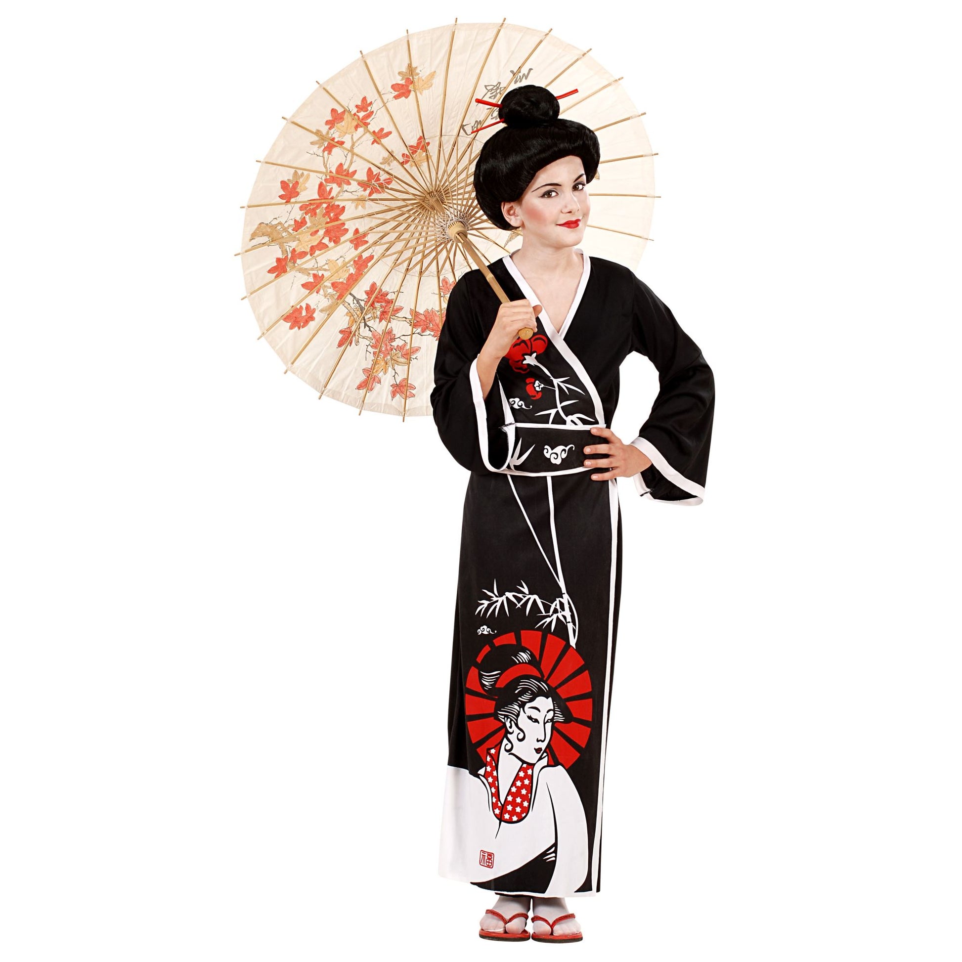 "GEISHA" (Kimono, Gürtel, Stäbchen) – Vorderansicht
