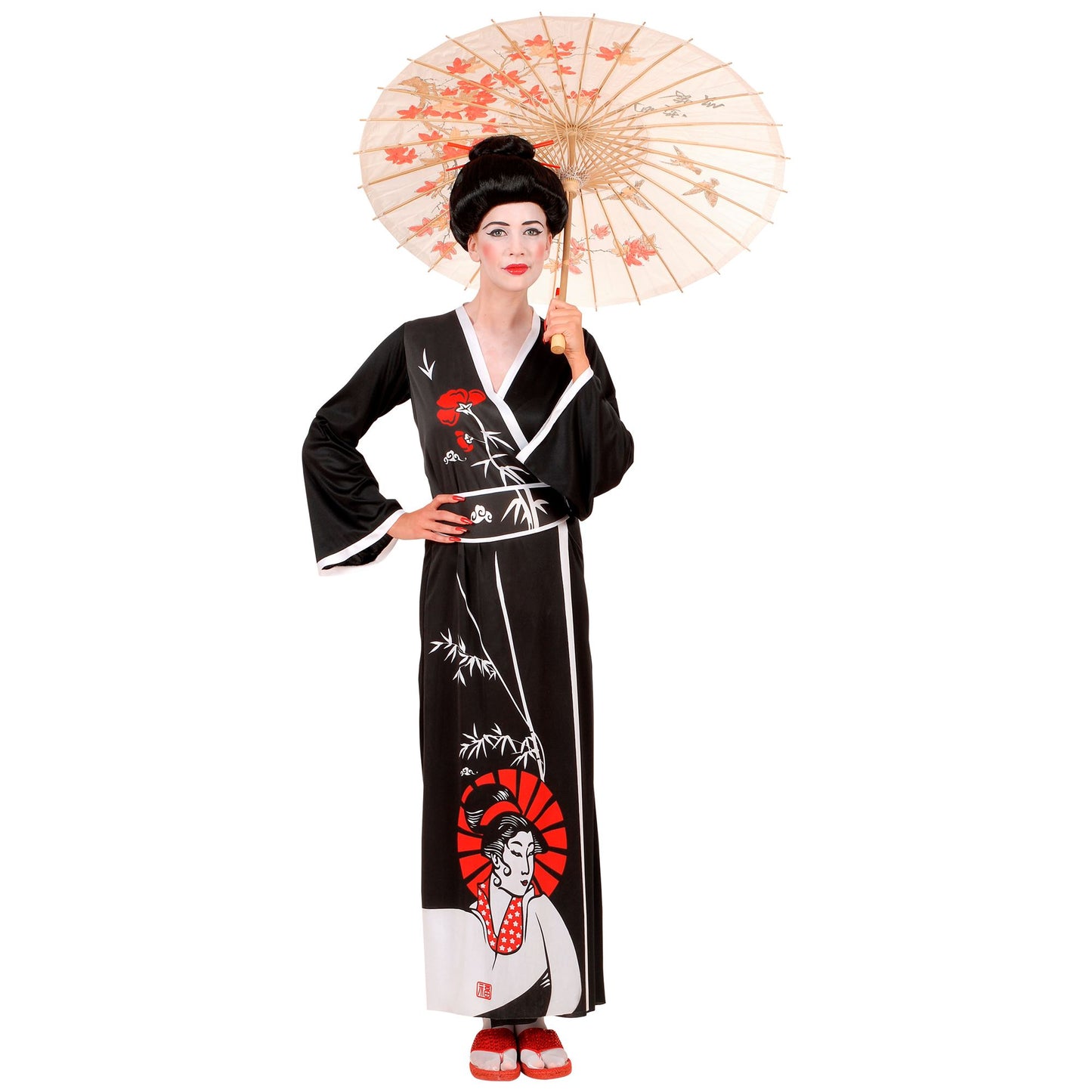 "GEISHA" (Kimono, Gürtel, Stäbchen) – Detailansicht