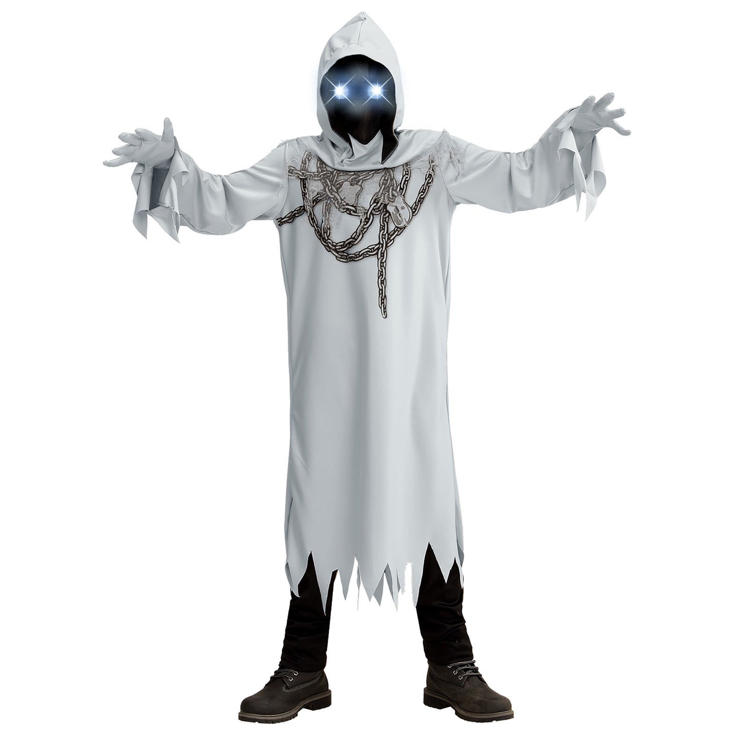 "GEIST IN KETTEN" (Robe, Handschuhe, Maske mit Kapuze und leuchtenden Augen - fade-in-fade-out Effekt) – Ansicht 3