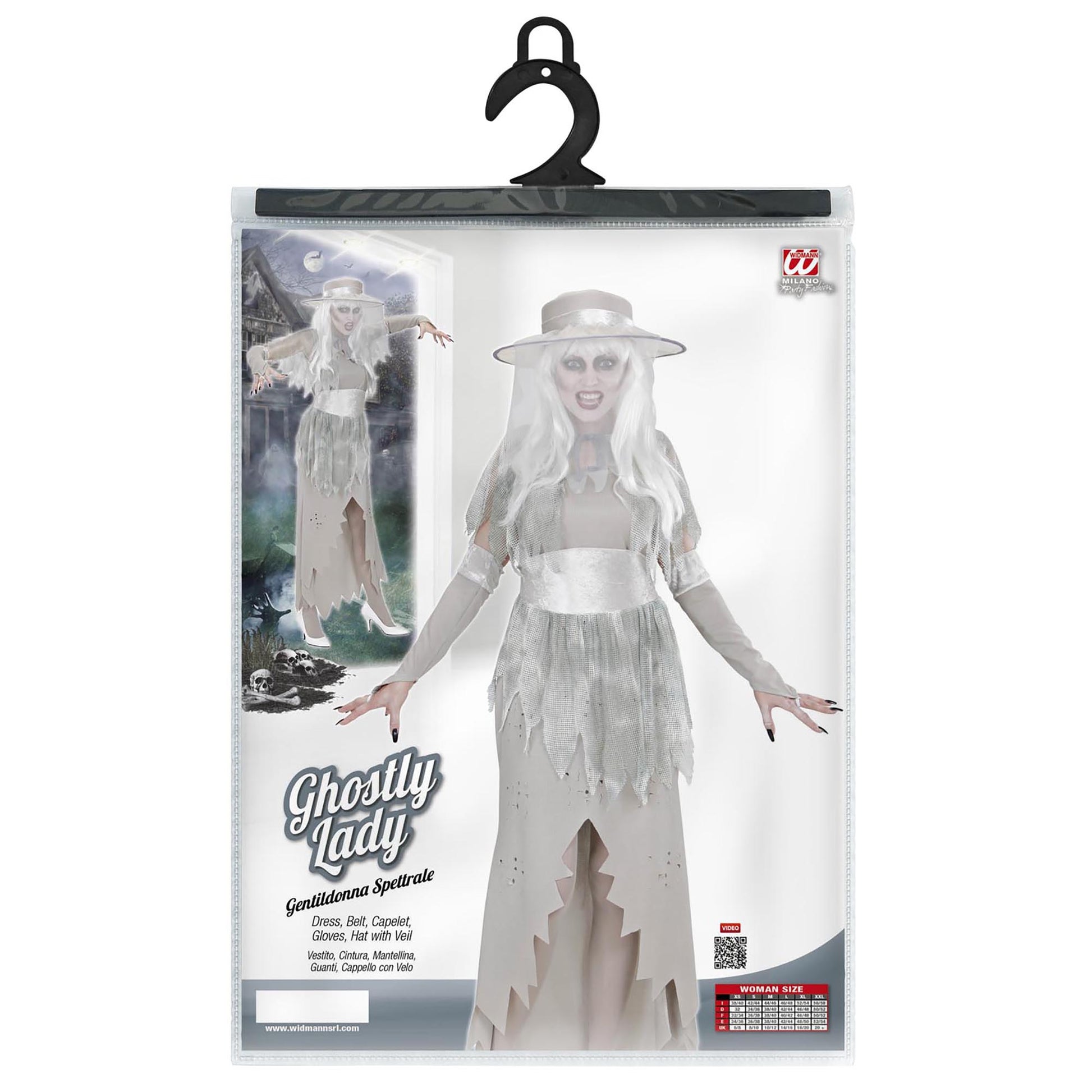 "GEISTER LADY" (Kleid, Hut, Umhang, Gürtel, Handschuhe) – Detailansicht