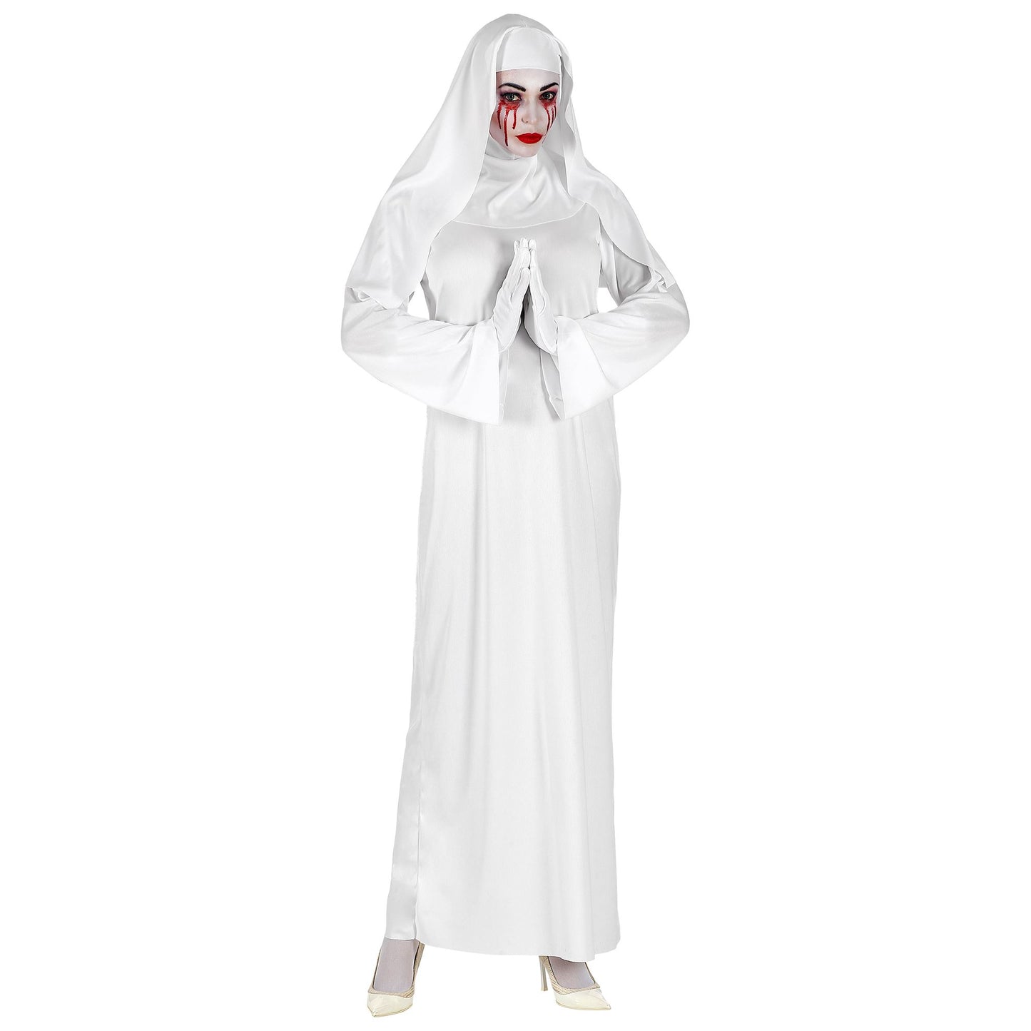 "GEISTERNONNE" (Tunika, Kopfbedeckung, Handschuhe) – Vorderansicht