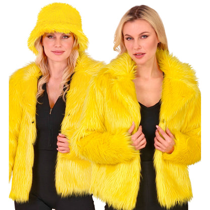 "GELBE DAMEN PLÜSCHJACKE" – Vorderansicht