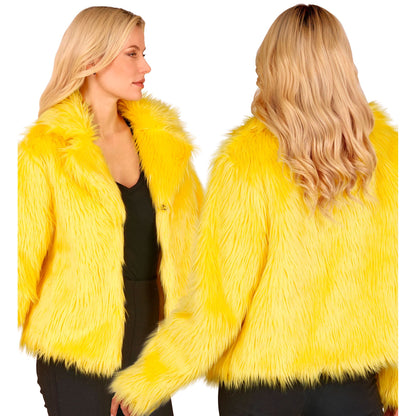 "GELBE DAMEN PLÜSCHJACKE" – Detailansicht
