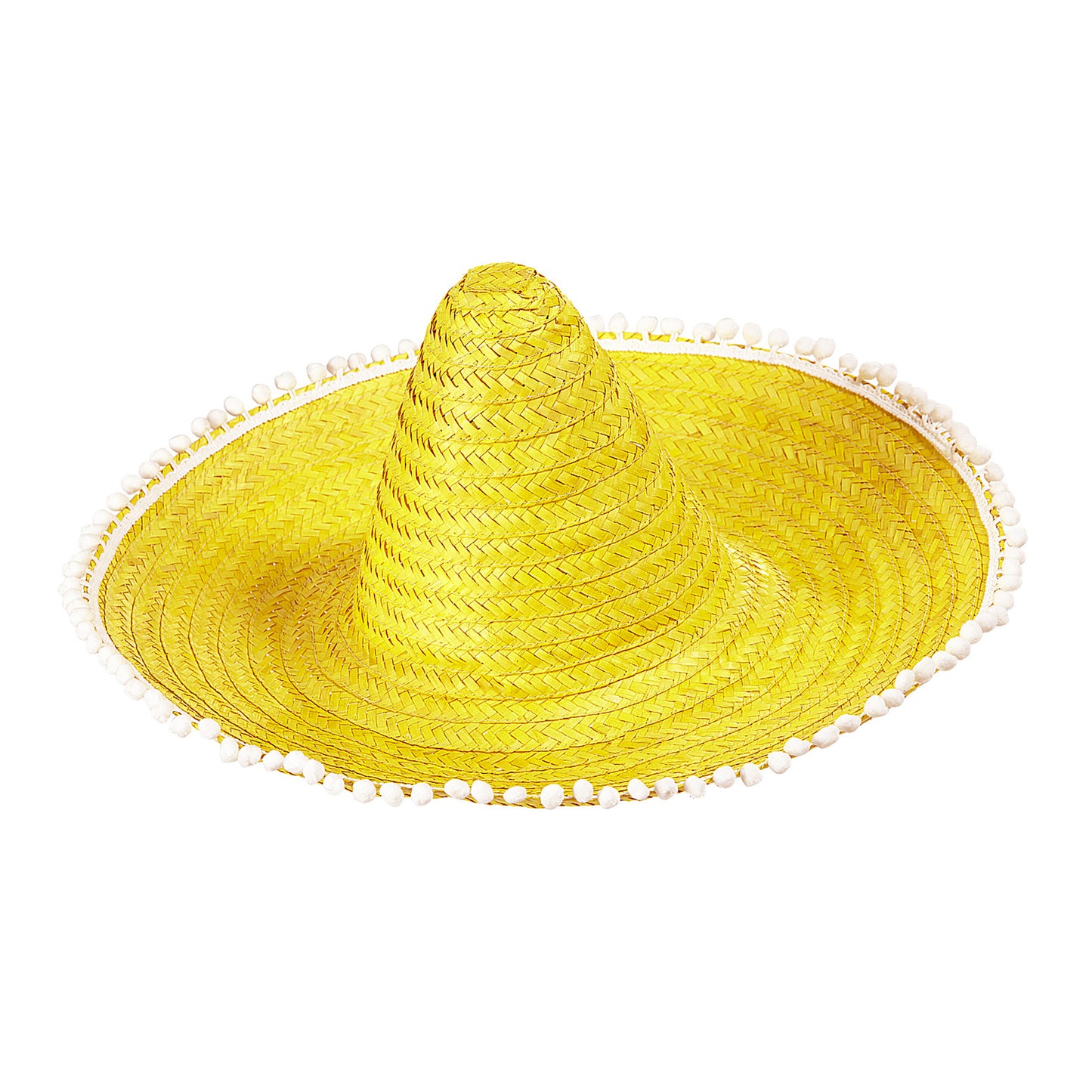 "GELBER SOMBRERO MIT POM POMS" 50 cm – Vorderansicht