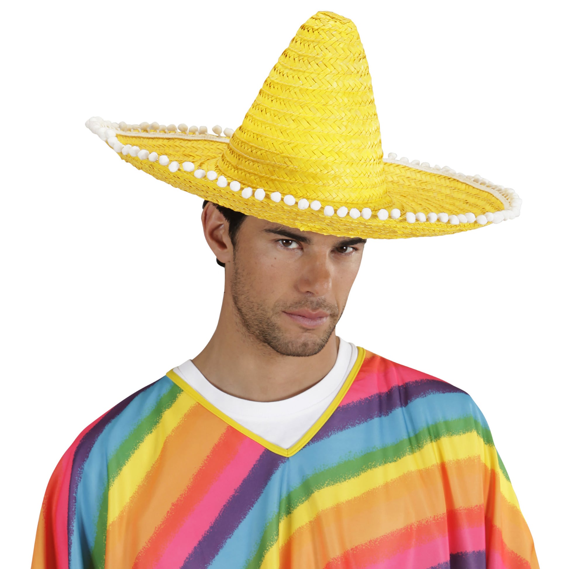 "GELBER SOMBRERO MIT POM POMS" 50 cm – Ansicht 3