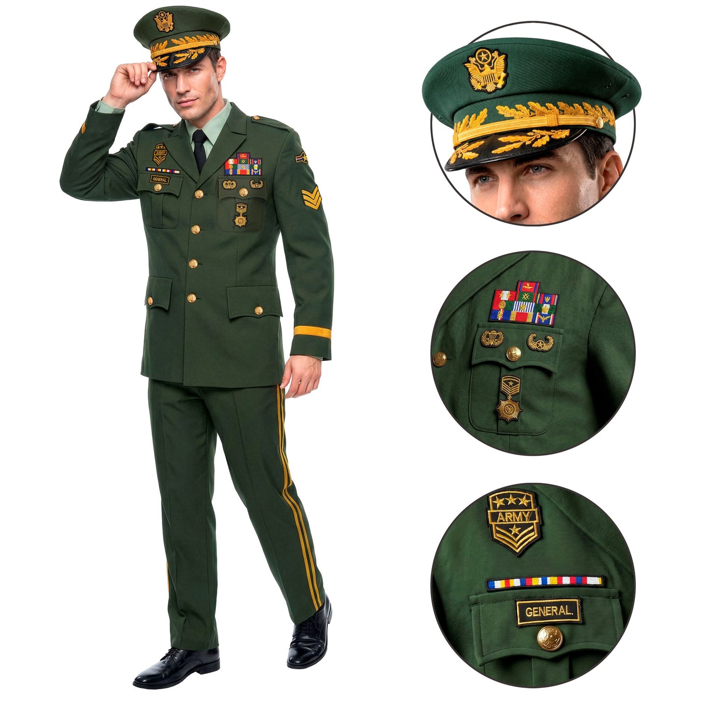 "GENERAL" (Jackett, Hose, Mütze) – Detailansicht