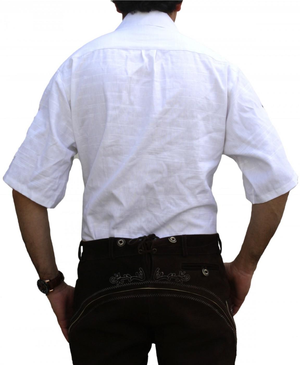 Oktoberfest Trachtenhemd Weiß – German Wear Kurzarm Baumwolle Shirt - Fasnacht24.ch