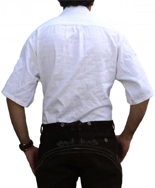 Oktoberfest Trachtenhemd Weiß – German Wear Kurzarm Baumwolle Shirt - Fasnacht24.ch