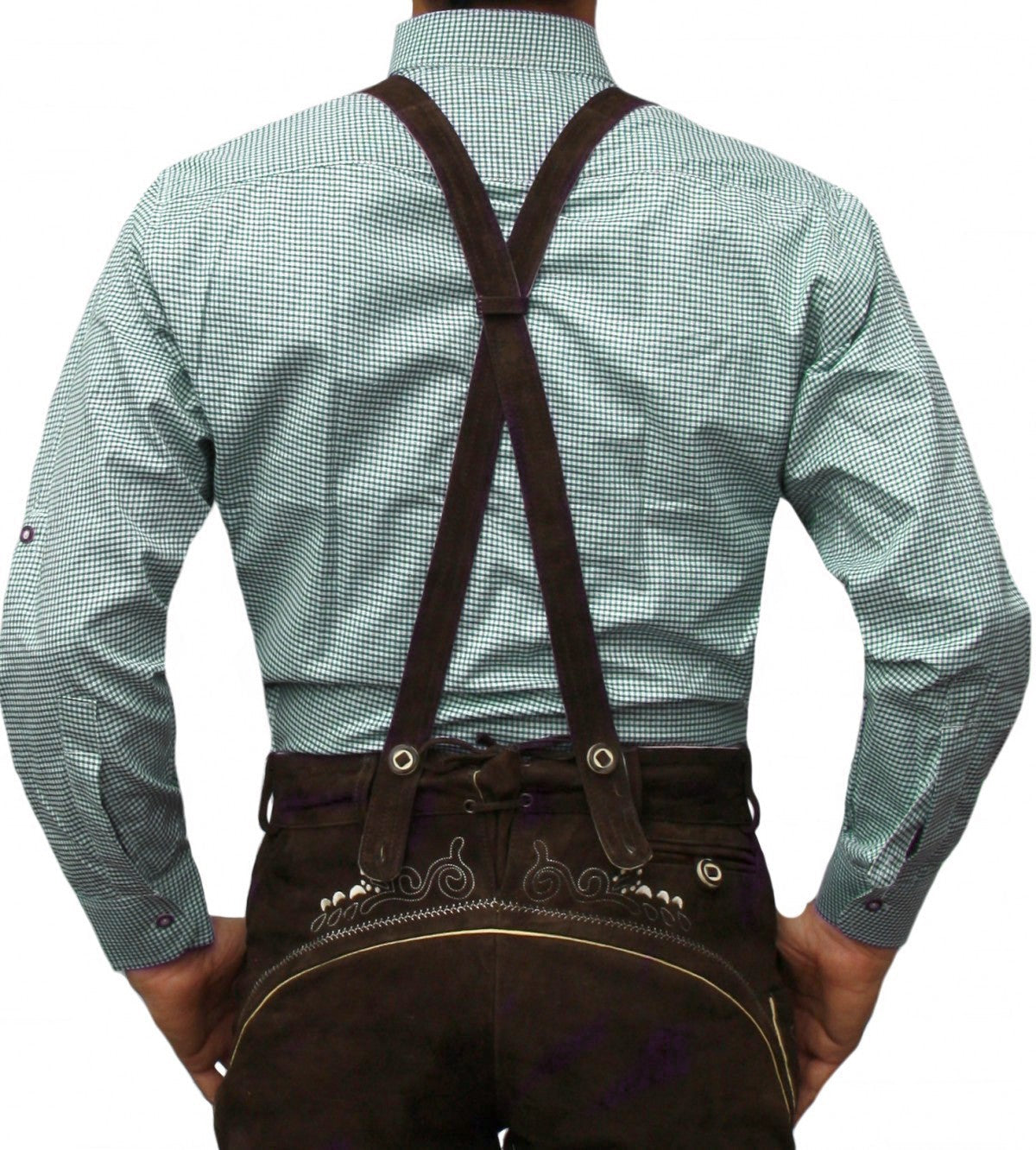 Trachtenhemd Grün Kariert – German Wear Herrenhemd Langarm Stehkragen - Fasnacht24.ch