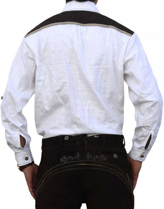 Trachtenhemd Weiß Baumwolle – German Wear Herrenhemd Mit Stickerei - Fasnacht24.ch