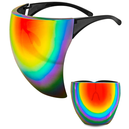 "GESICHTSVISIER MIT VERSPIEGELTEM REGENBOGEN GLAS" – Vorderansicht