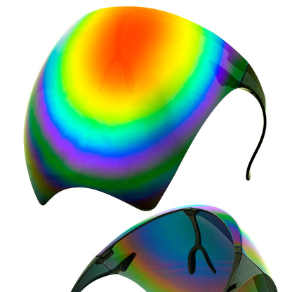 "GESICHTSVISIER MIT VERSPIEGELTEM REGENBOGEN GLAS" – Detailansicht