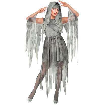 "GHOSTLY SPIRIT IN KETTEN" (Kleid mit Kapuze, Kette) – Vorderansicht