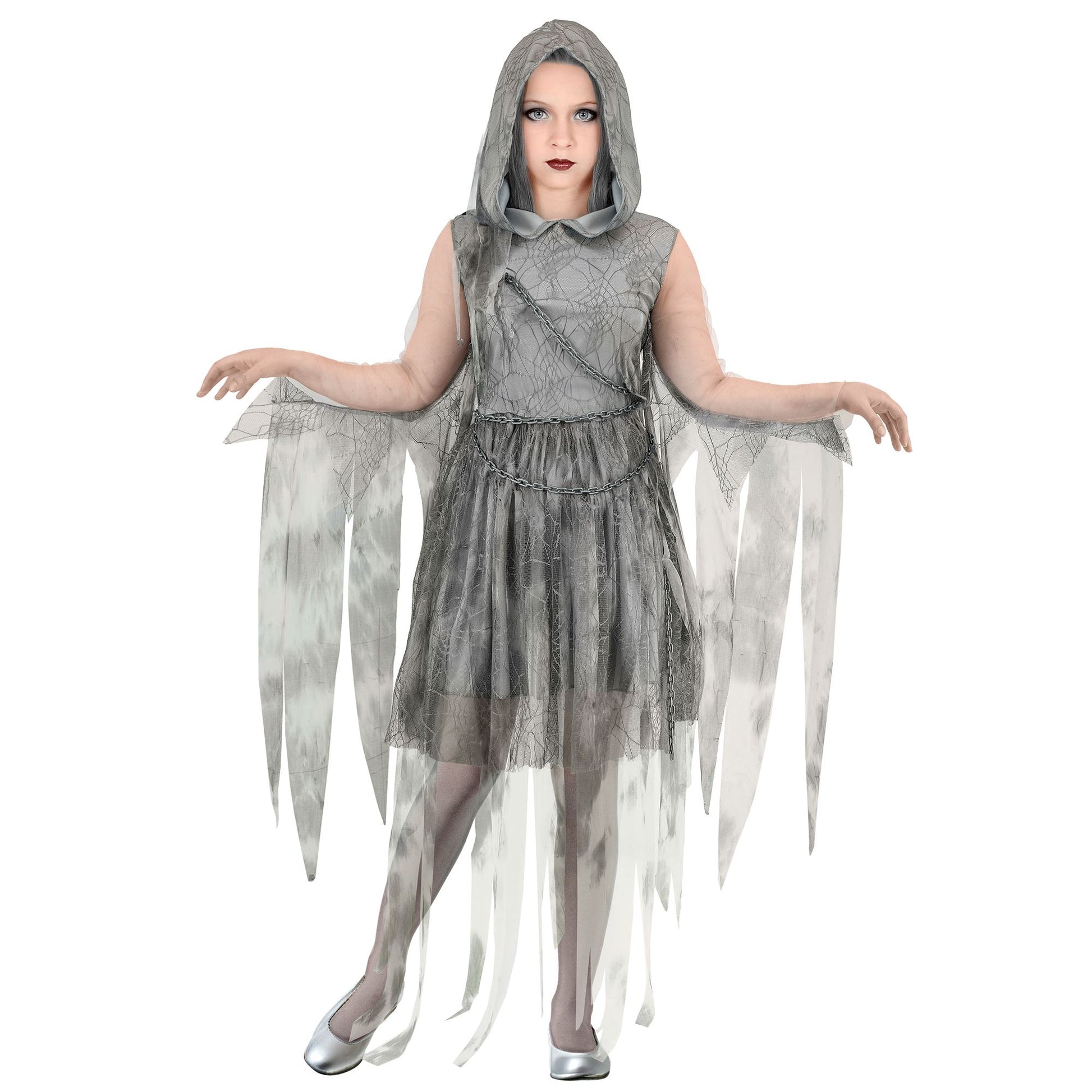 "GHOSTLY SPIRIT IN KETTEN" (Kleid mit Kapuze, Kette) – Vorderansicht