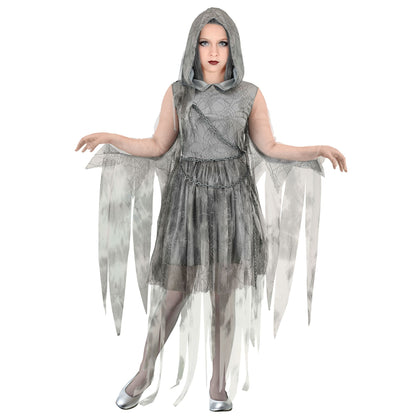 "GHOSTLY SPIRIT IN KETTEN" (Kleid mit Kapuze, Kette) – Vorderansicht