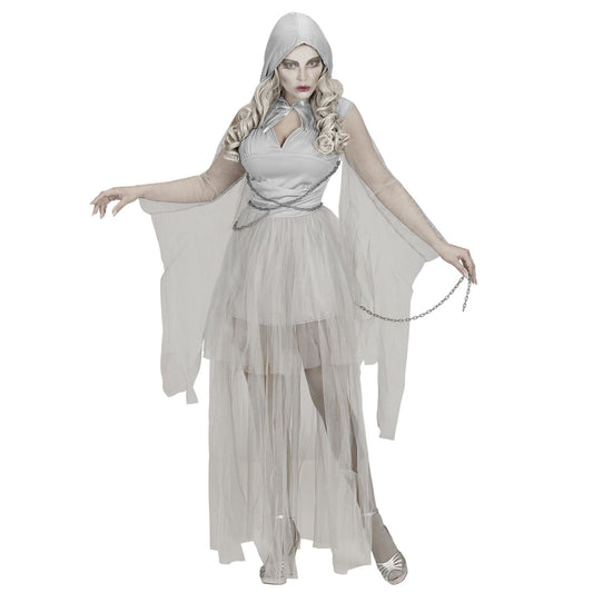 "GHOSTLY SPIRIT IN KETTEN" (Kleid mit Kapuze, Ketten) – Vorderansicht