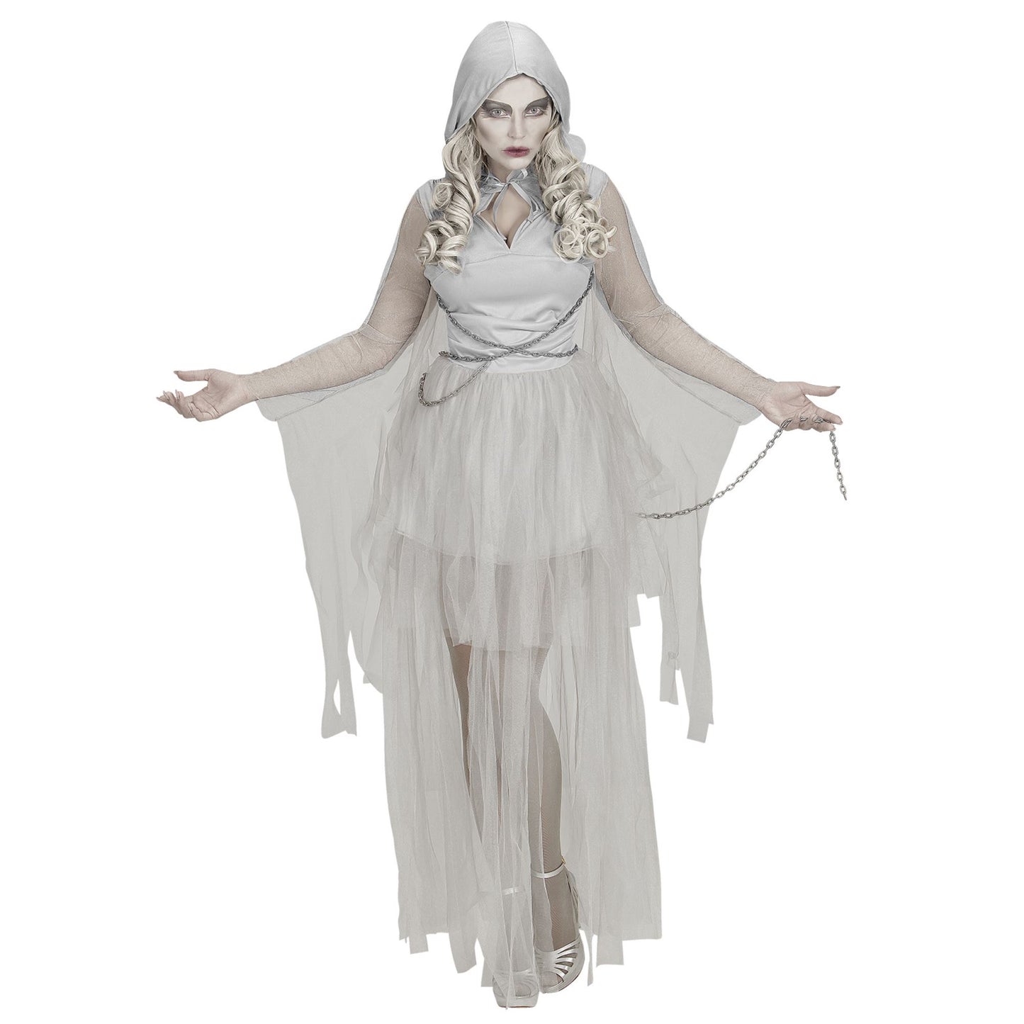 "GHOSTLY SPIRIT IN KETTEN" (Kleid mit Kapuze, Ketten) – Detailansicht