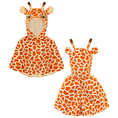 "GIRAFFE AUS PLÜSCH" (Poncho mit Kapuze) – Detailansicht