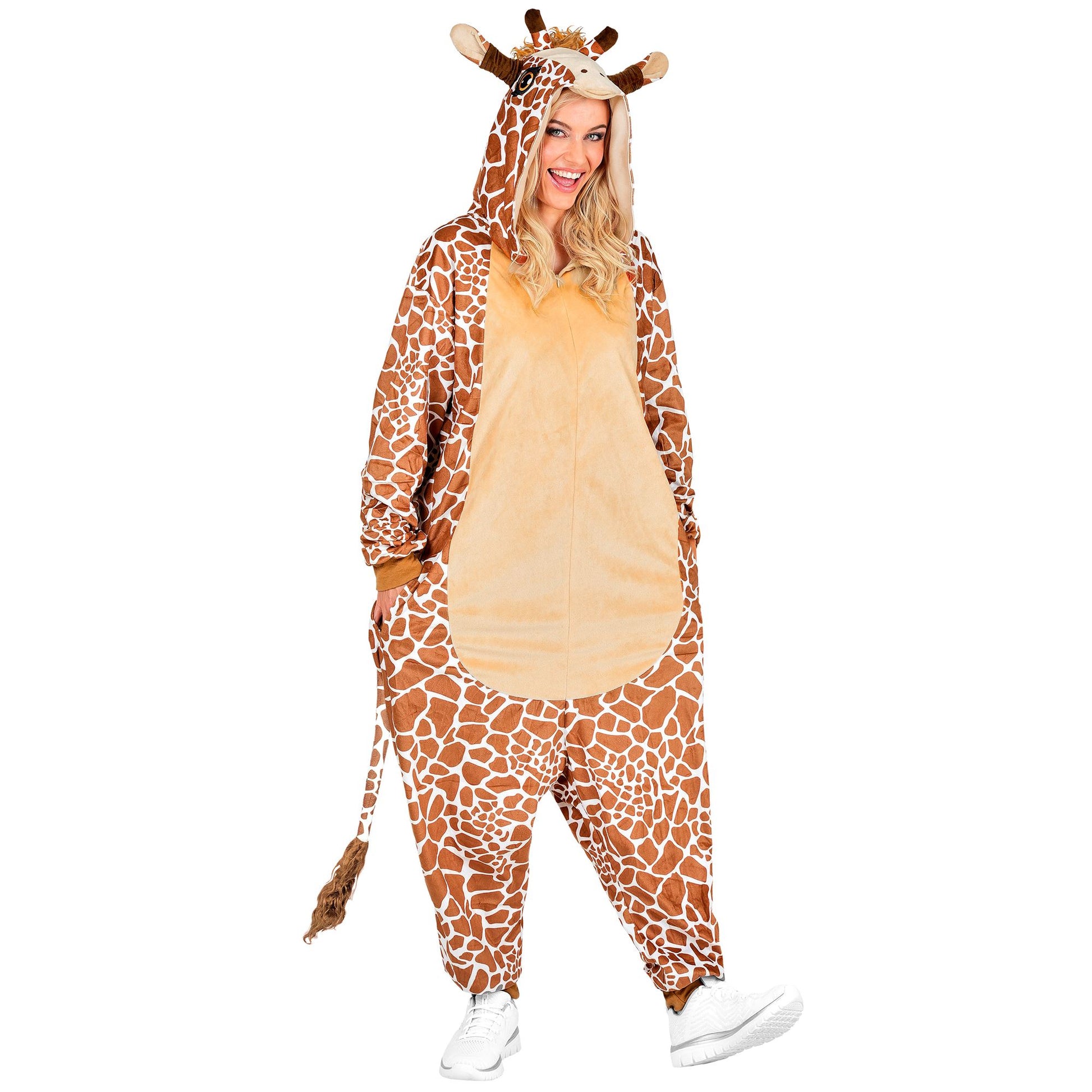 Giraffe Onesie Plüschkostüm Overall mit Kapuze Widmann – Seitenansicht