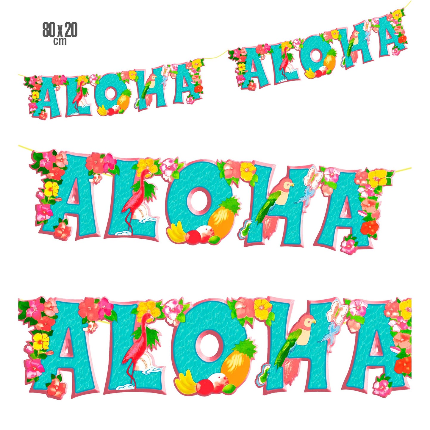 "GIRLANDE ALOHA" 80 x 20 cm – Vorderansicht