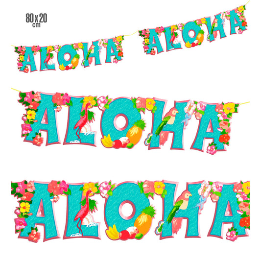 "GIRLANDE ALOHA" 80 x 20 cm – Vorderansicht