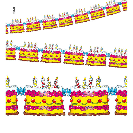 "GIRLANDE GEBURTSTAGTORTE" 3 m – Vorderansicht