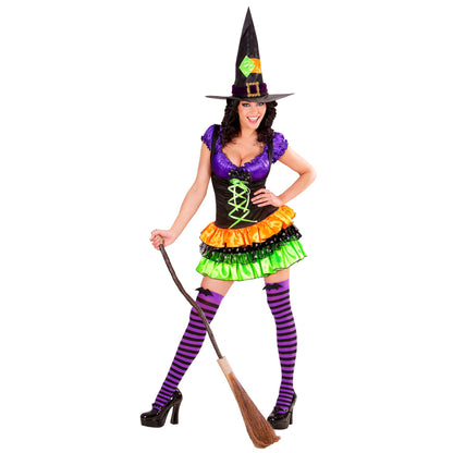 "GLAMOUR-HEXE" (Kleid, Hut) – Vorderansicht