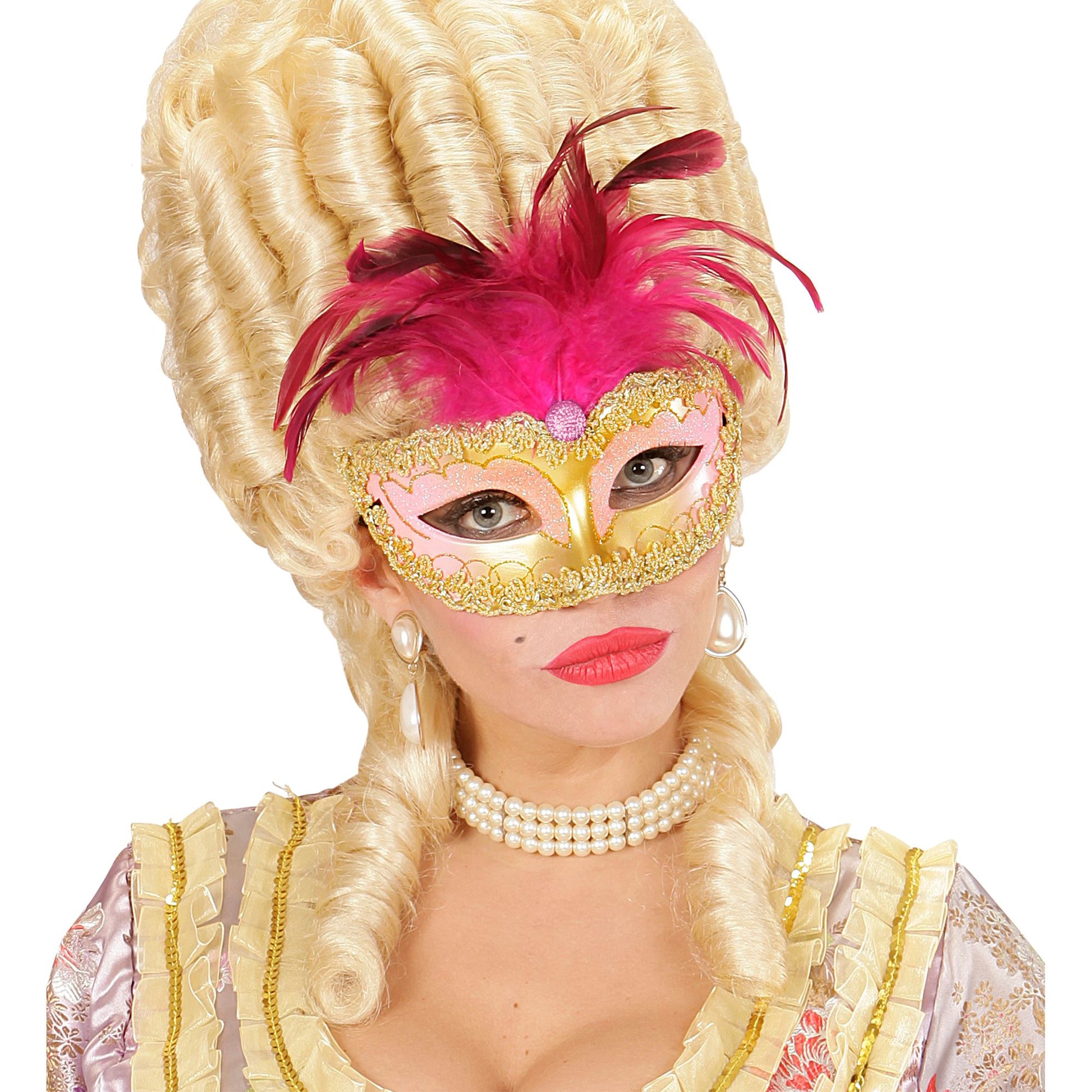 "GOLDENE AUGENMASKE ROYAL MIT EDELSTEIN, DEKORIERT UND FEDERN" – Ansicht 4
