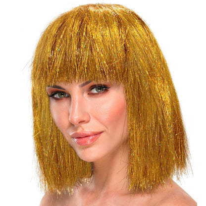 "GOLDENE GLITZY PERÜCKE" in box – Vorderansicht