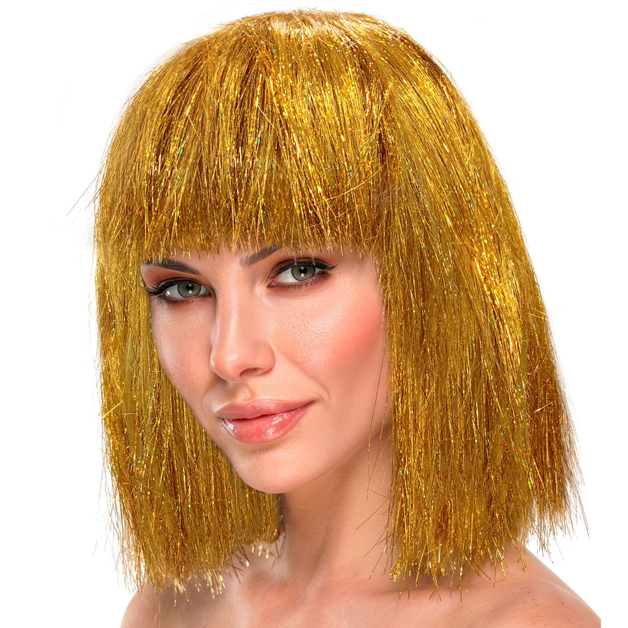 "GOLDENE GLITZY PERÜCKE" in box – Vorderansicht
