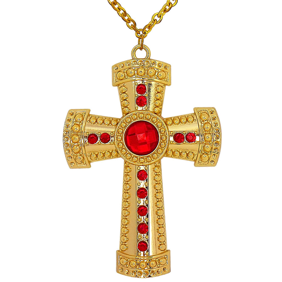 "GOLDENE HALSKETTE MIT KREUZ UND EDELSTEINEN" – Vorderansicht