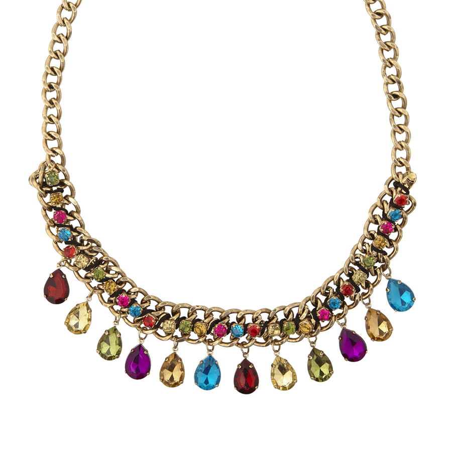 "GOLDENE KETTE MIT FARBIGEN STEINEN" – Vorderansicht
