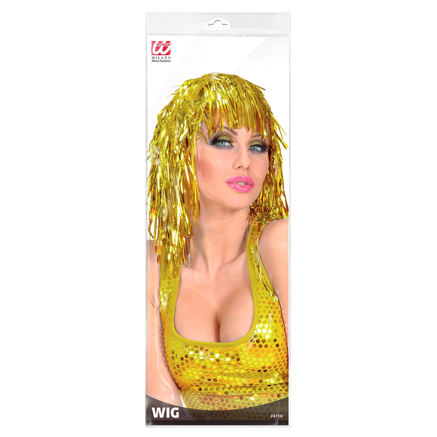 "GOLDENE LAMÉ PERÜCKE" in Polybag – Detailansicht