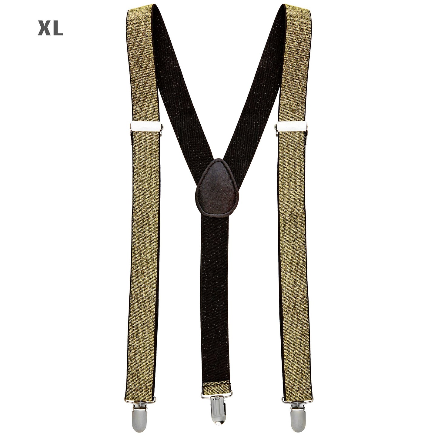 "GOLDENE LUREXHOSENTRÄGER" (ultralang bis 115-120 cm) – Vorderansicht