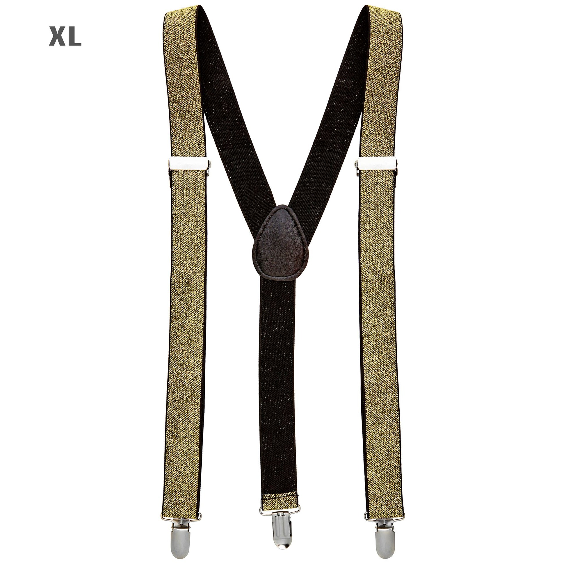 "GOLDENE LUREXHOSENTRÄGER" (ultralang bis 115-120 cm) – Vorderansicht