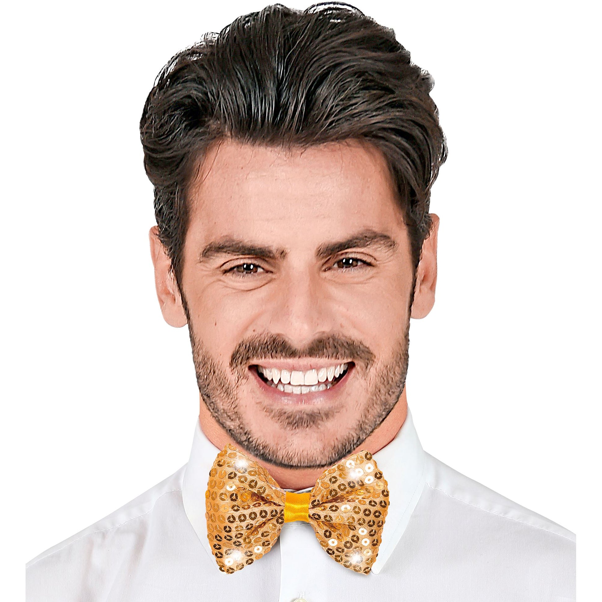 "GOLDENE PAILLETTENFLIEGE MIT 4 LED LICHTERN" regulierbar – Ansicht 4