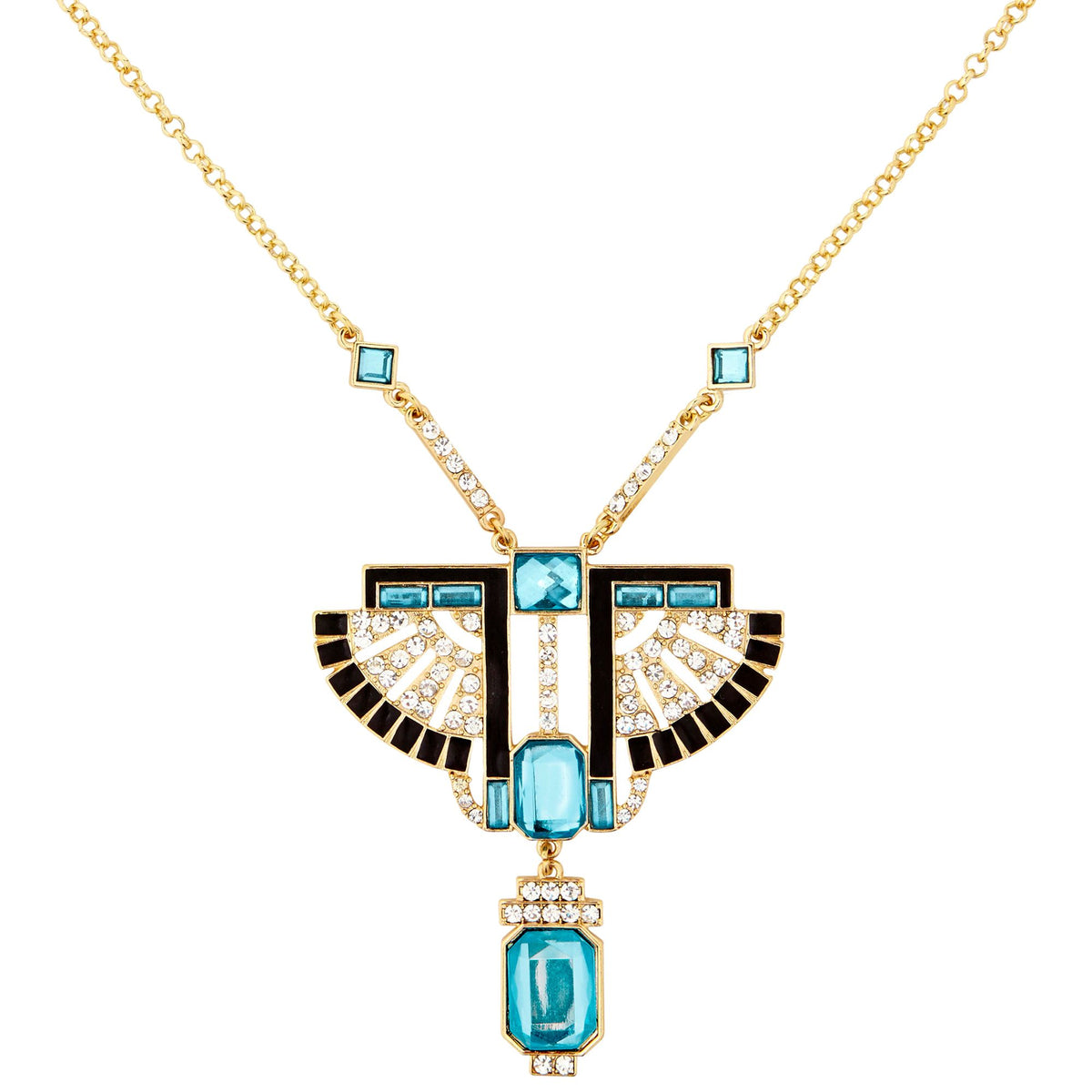 "GOLDENE PHARAOH-KETTE MIT STRASS & TOPAS-STEINEN" – Vorderansicht