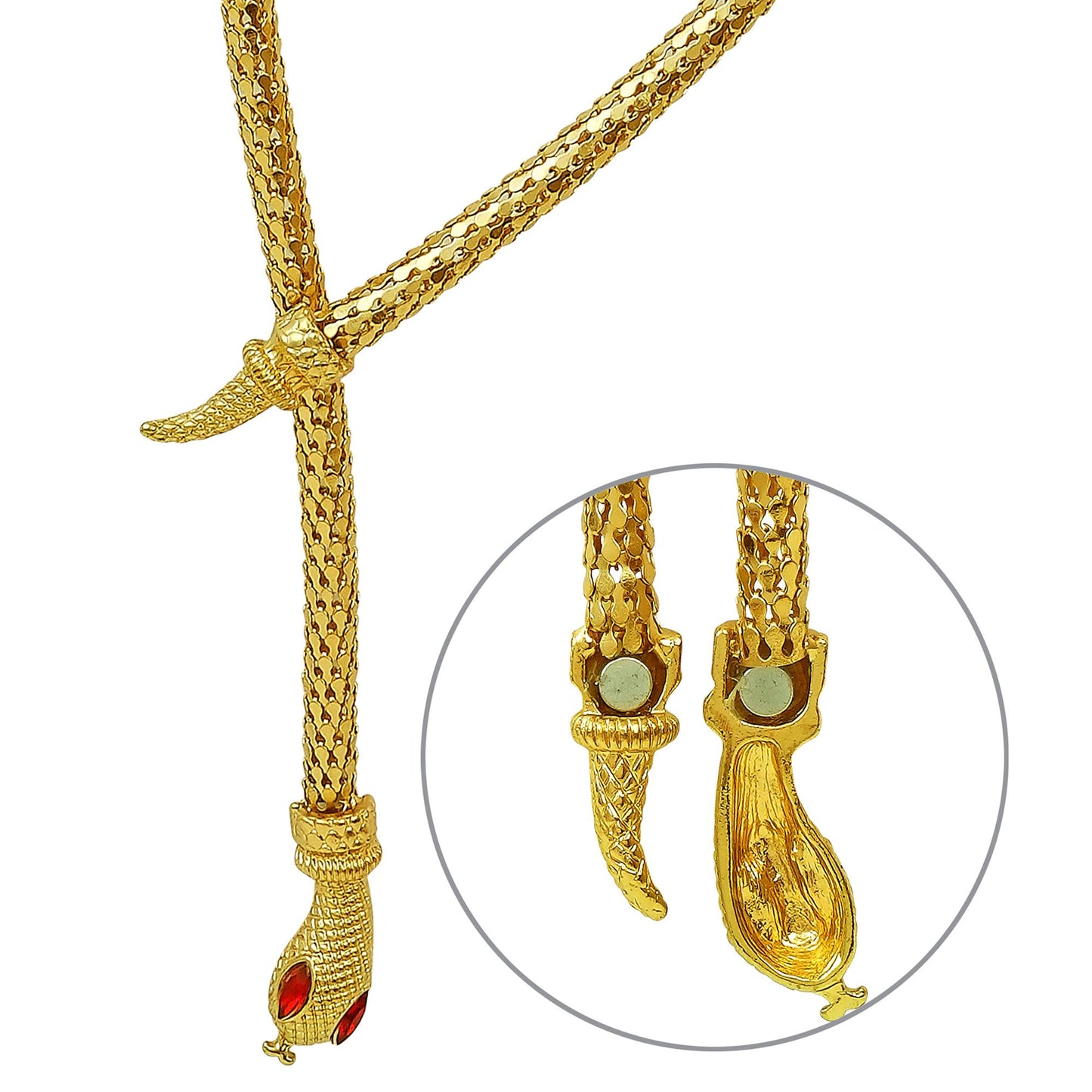 "GOLDENE SCHLANGENKETTE MIT ROTEN STEINAUGEN" – Vorderansicht