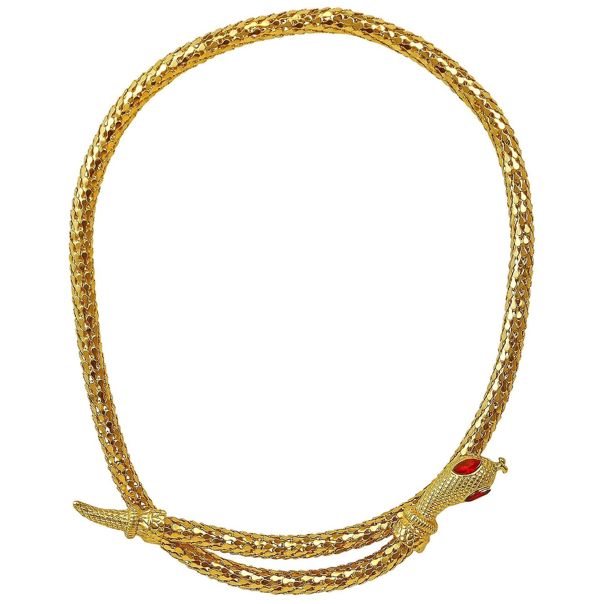 "GOLDENE SCHLANGENKETTE MIT ROTEN STEINAUGEN" – Detailansicht