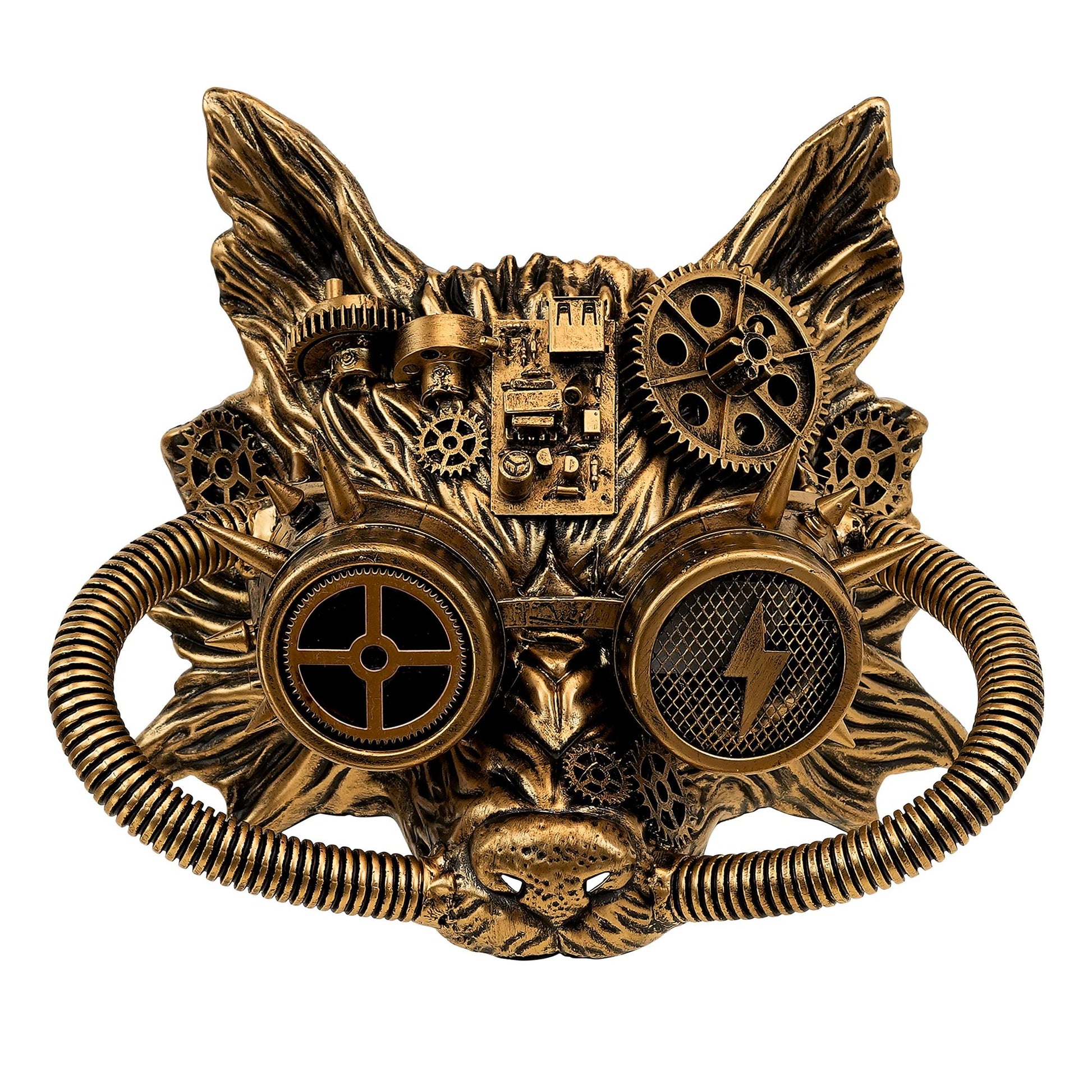 "GOLDENE STEAMPUNK WOLFSMASKE" – Vorderansicht