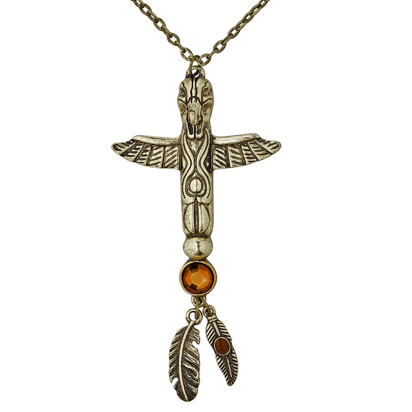 "GOLDENE TOTEM INDIANERKETTER MIT STEIN" – Vorderansicht