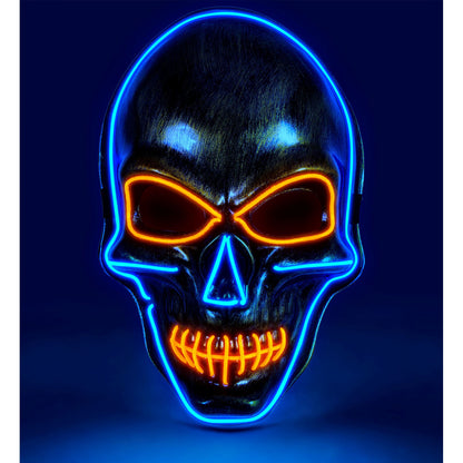 "GOLDENE TOTENKOPFMASKE MIT FARBIGEN LEDS" – Vorderansicht