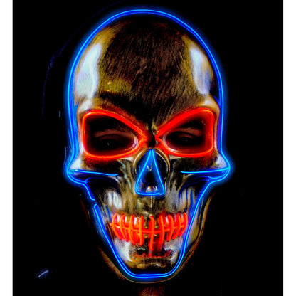 "GOLDENE TOTENKOPFMASKE MIT FARBIGEN LEDS" – Detailansicht