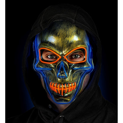 "GOLDENE TOTENKOPFMASKE MIT FARBIGEN LEDS" – Ansicht 3
