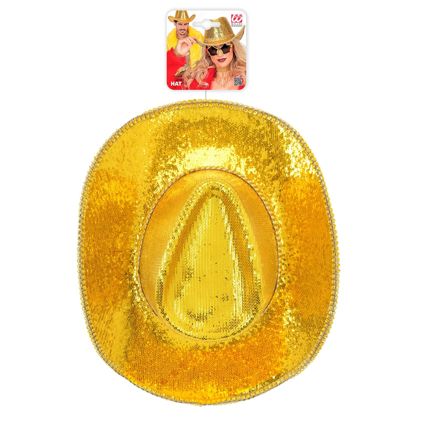"GOLDENER PAILLETTEN COWBOY HUT MIT STRASS" – Detailansicht