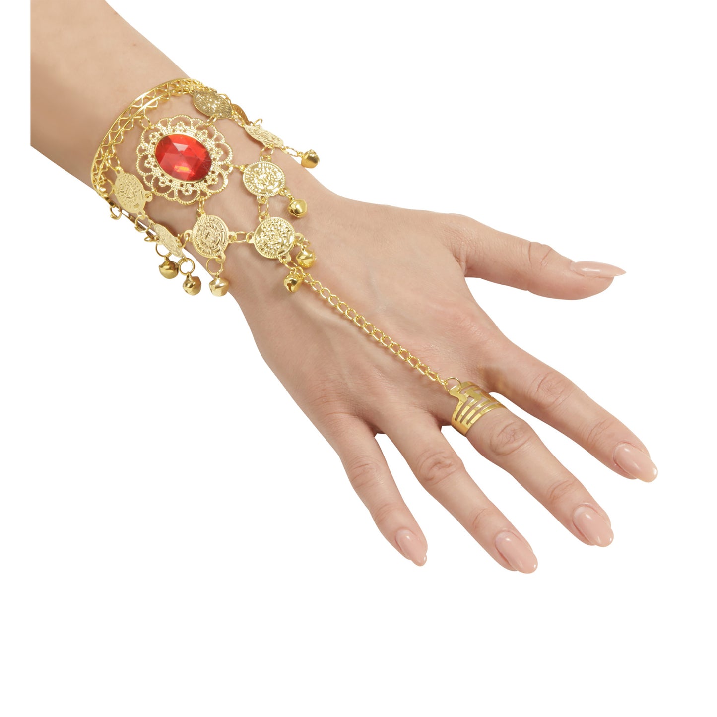 "GOLDENER RING & ARMBAND MIT MÜNZEN UND EDELSTEIN" – Detailansicht