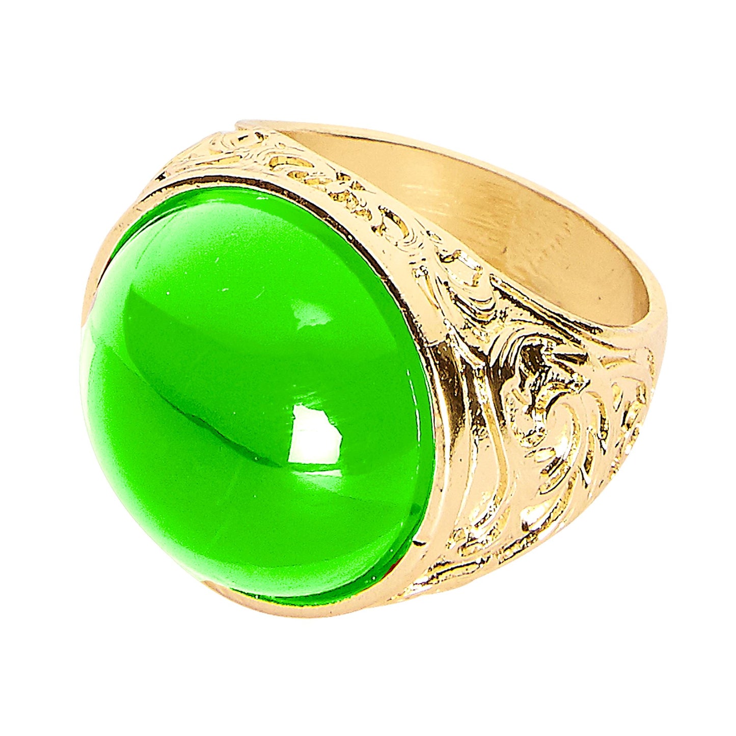 "GOLDENER RING MIT GRÜNEM STEIN" – Vorderansicht